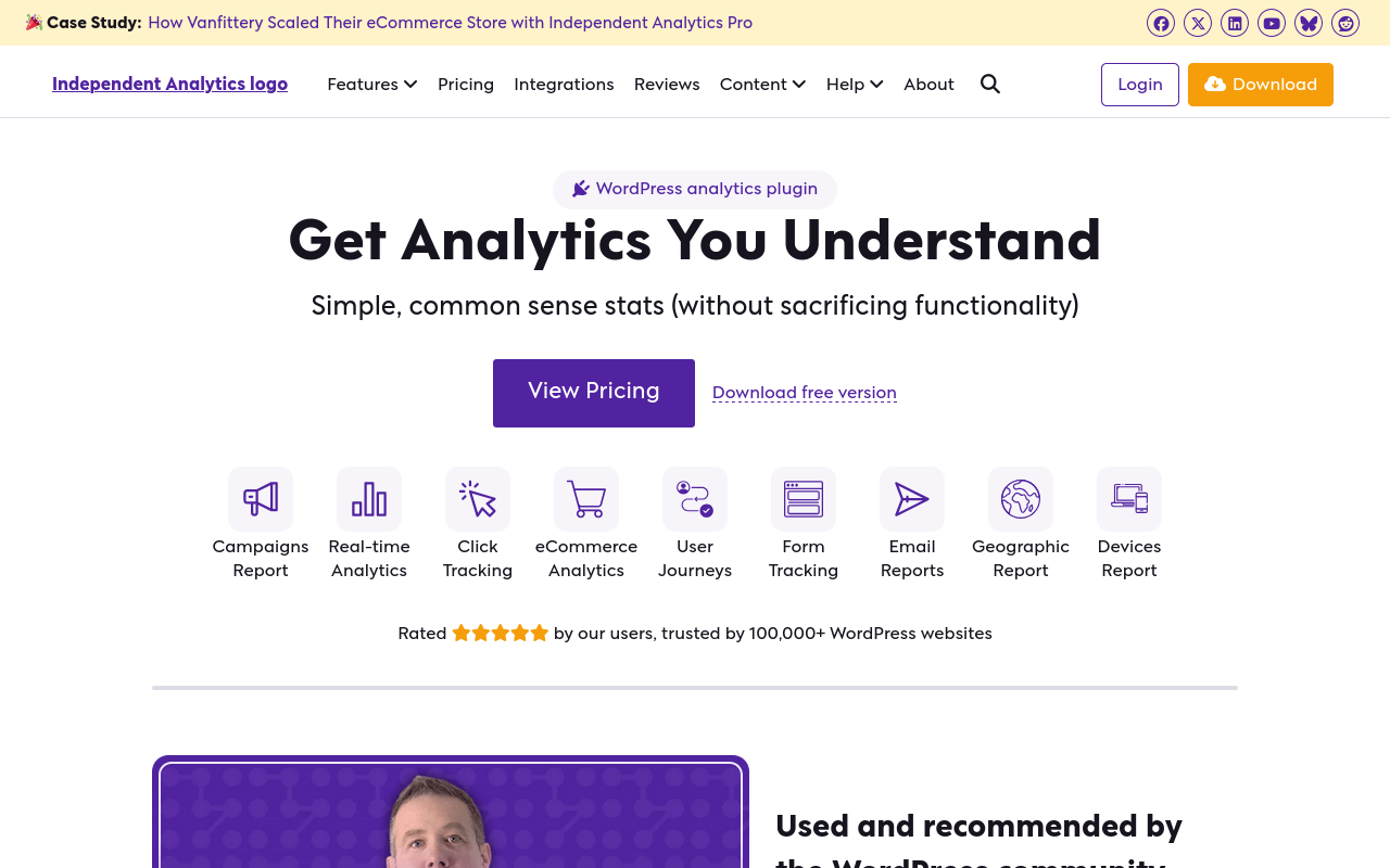 Independent Analytics homepage screenshot