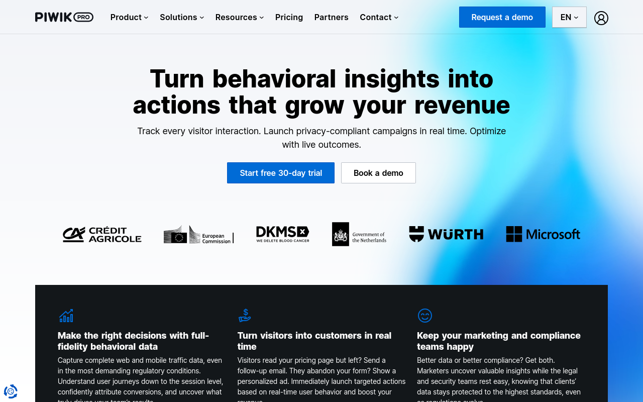 Piwik PRO homepage screenshot